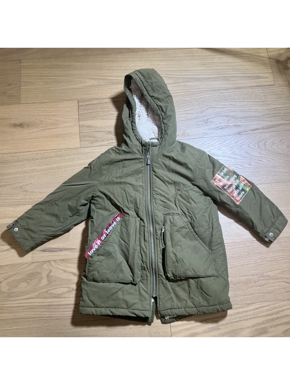 Zara Kids' Olive Green Puffer Jacket – Size 7